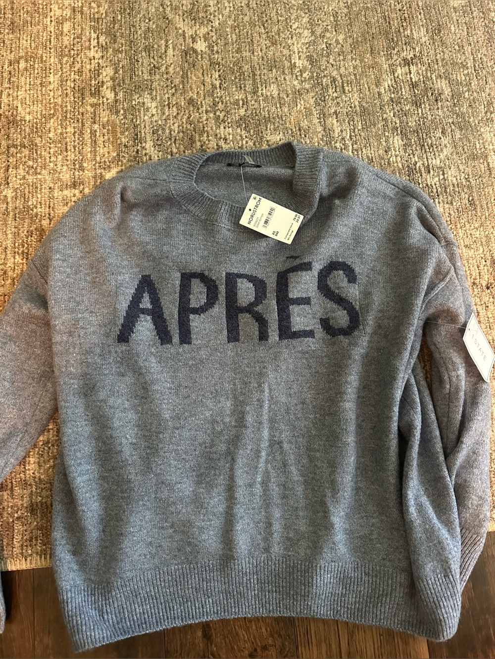 APRES light blue / navy Crewneck Sweater - women’s Knit Pullover size xs
